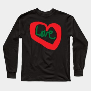 Love T Shirt Red Heart Love Saying #TPArtDecoContest Long Sleeve T-Shirt